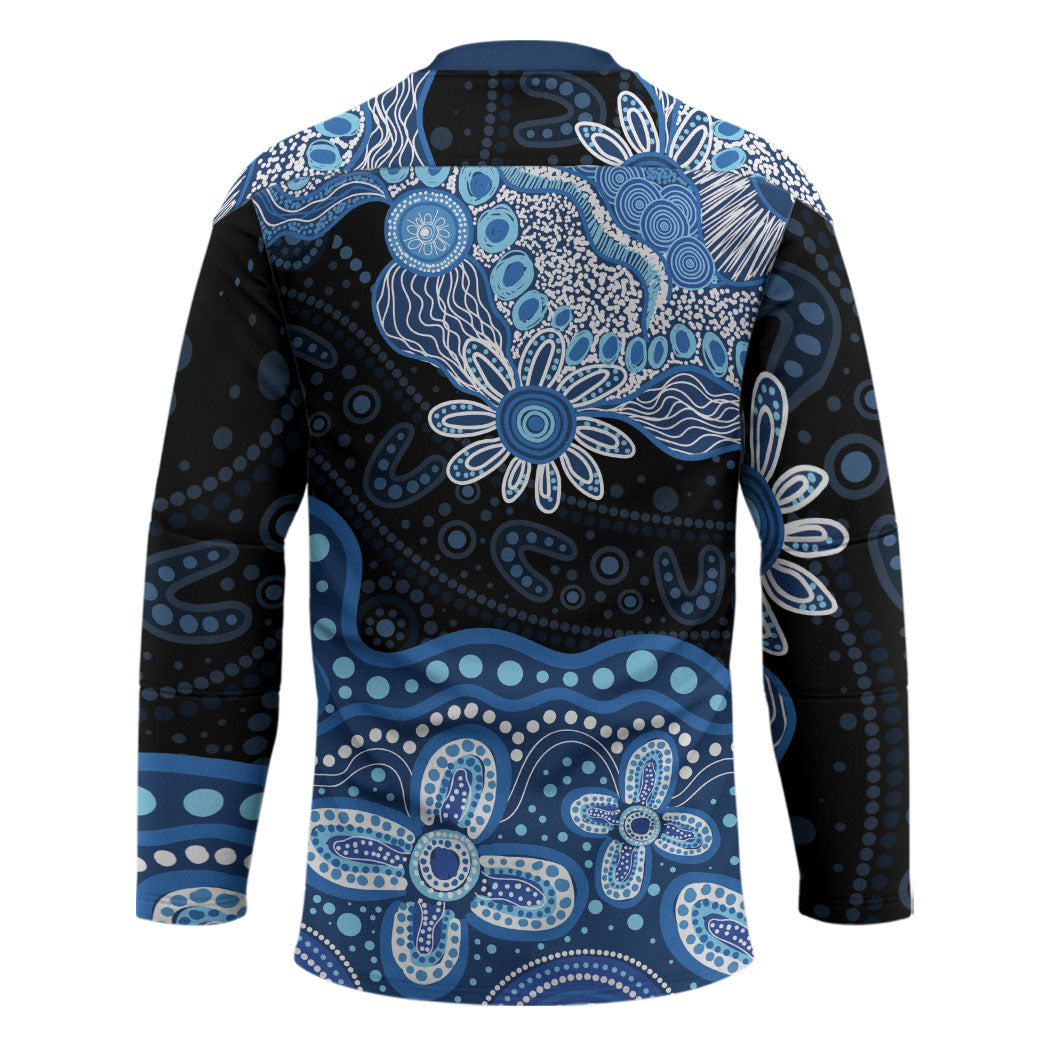 Prostate Cancer Awareness Aussie Indigenous Hockey Jersey Blue Ribbon Aboriginal Arts