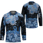 Prostate Cancer Awareness Aussie Indigenous Hockey Jersey Blue Ribbon Aboriginal Arts