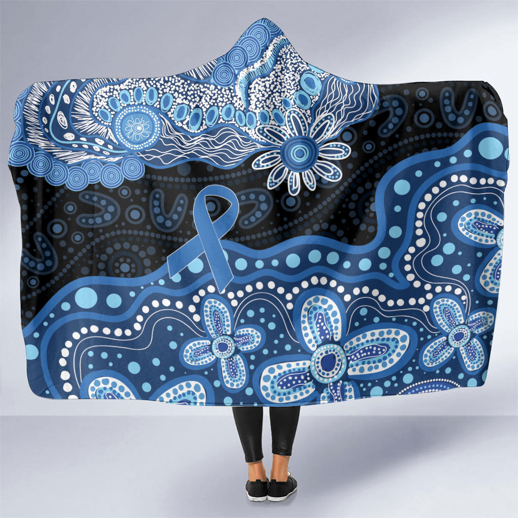 Prostate Cancer Awareness Aussie Indigenous Hooded Blanket Blue Ribbon Aboriginal Arts