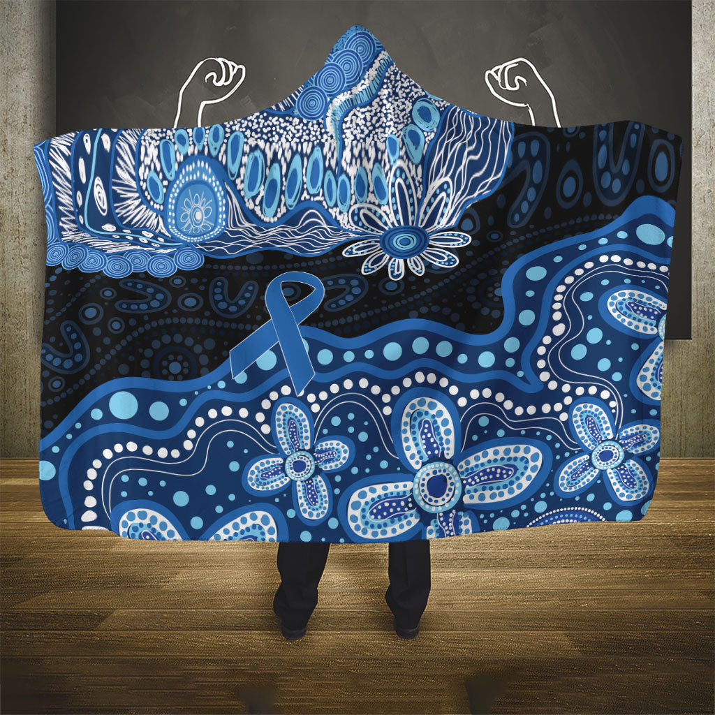 Prostate Cancer Awareness Aussie Indigenous Hooded Blanket Blue Ribbon Aboriginal Arts