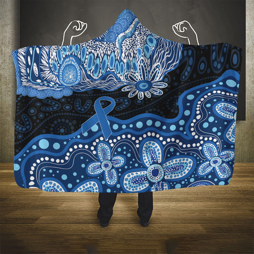 Prostate Cancer Awareness Aussie Indigenous Hooded Blanket Blue Ribbon Aboriginal Arts