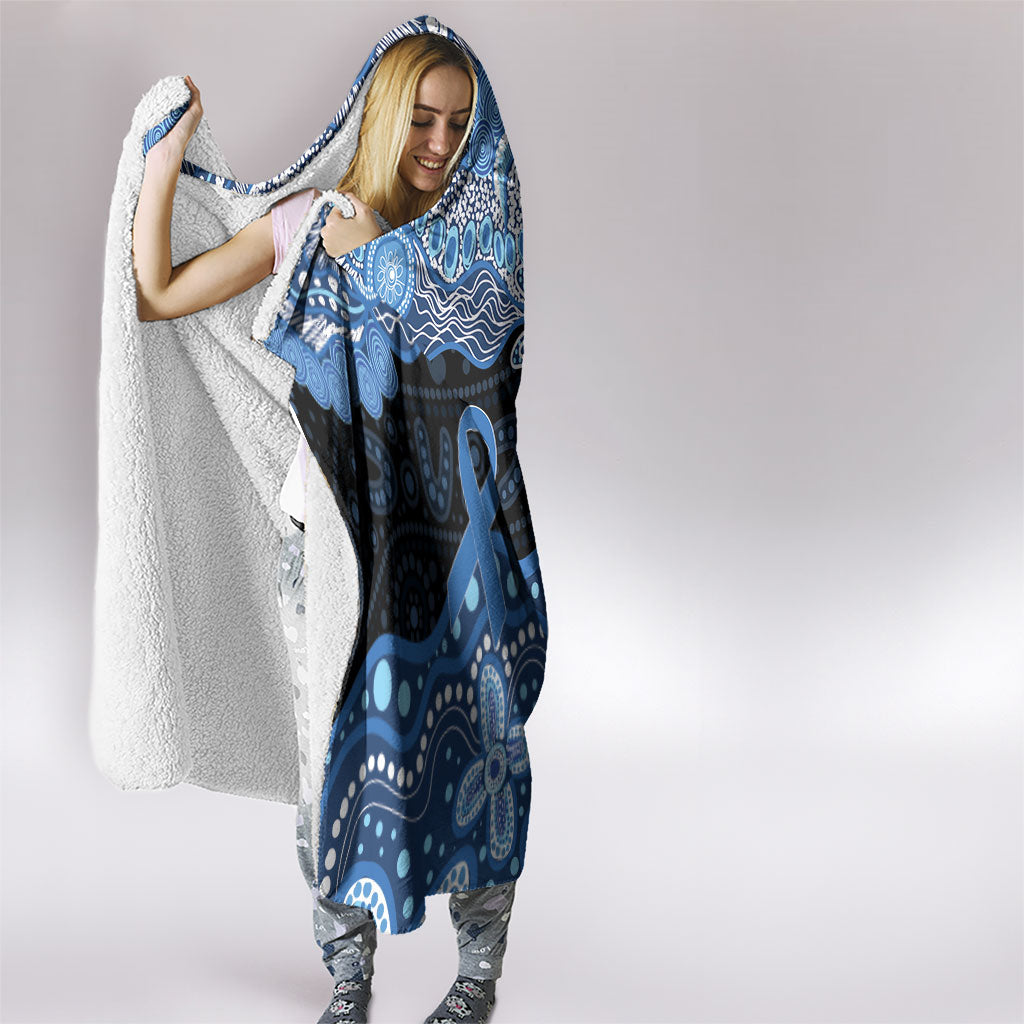 Prostate Cancer Awareness Aussie Indigenous Hooded Blanket Blue Ribbon Aboriginal Arts