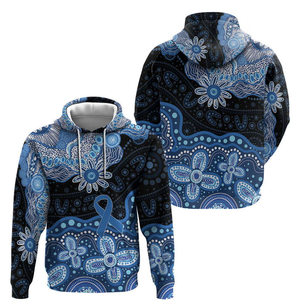 Prostate Cancer Awareness Aussie Indigenous Hoodie Blue Ribbon Aboriginal Arts