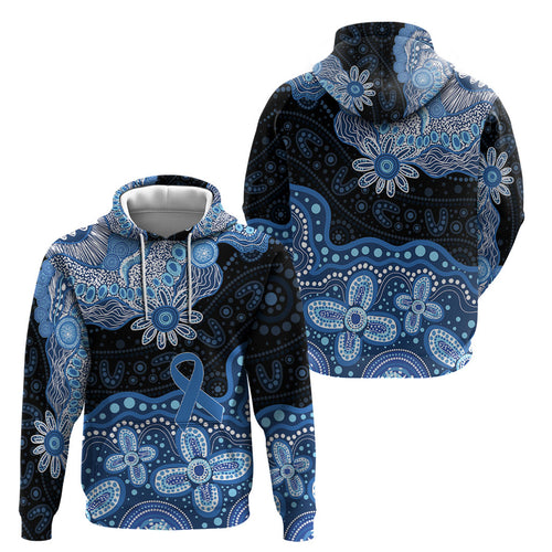 Prostate Cancer Awareness Aussie Indigenous Hoodie Blue Ribbon Aboriginal Arts