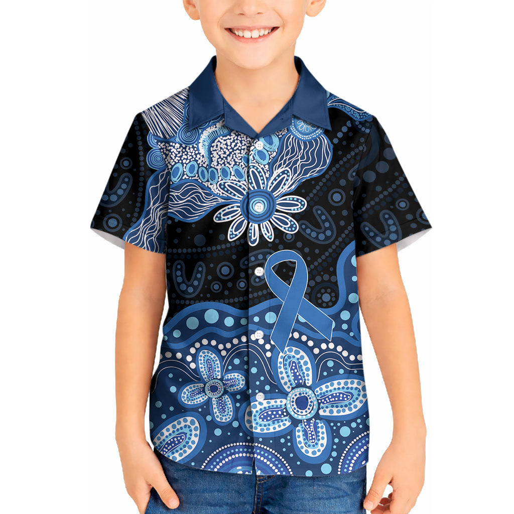 Prostate Cancer Awareness Aussie Indigenous Kid Hawaiian Shirt Blue Ribbon Aboriginal Arts