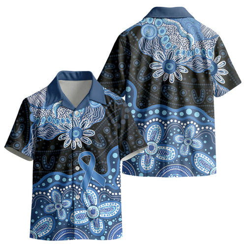 Prostate Cancer Awareness Aussie Indigenous Kid Hawaiian Shirt Blue Ribbon Aboriginal Arts