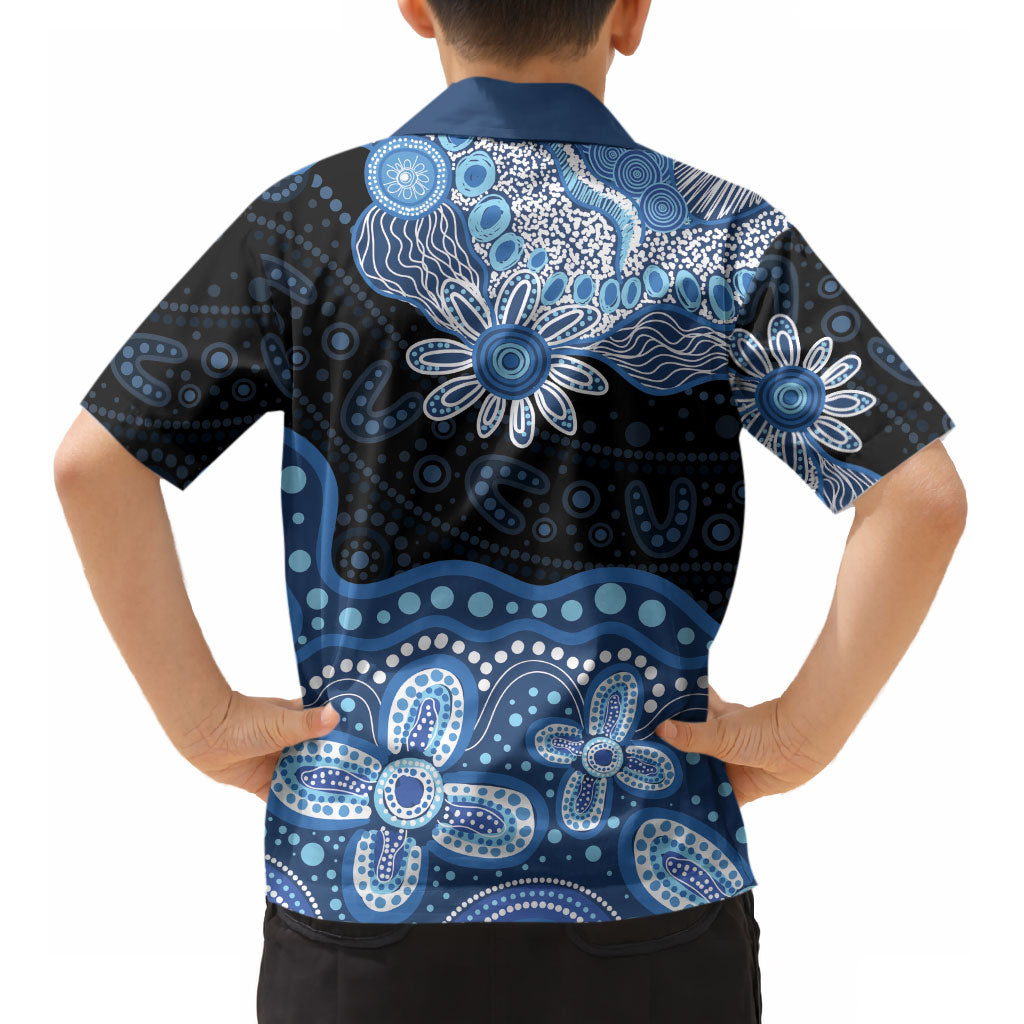 Prostate Cancer Awareness Aussie Indigenous Kid Hawaiian Shirt Blue Ribbon Aboriginal Arts