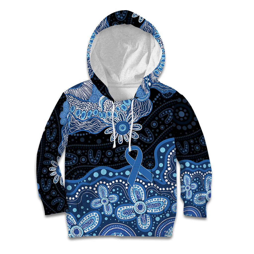 Prostate Cancer Awareness Aussie Indigenous Kid Hoodie Blue Ribbon Aboriginal Arts