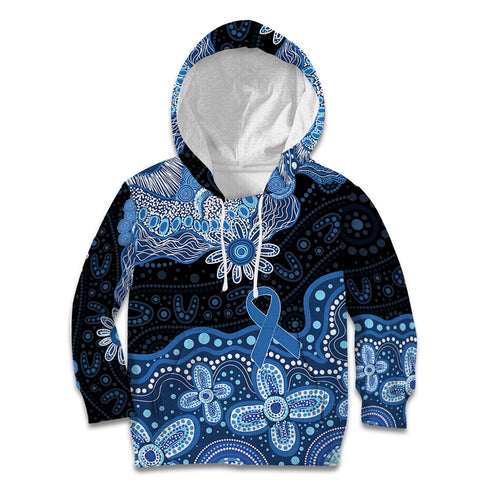 Prostate Cancer Awareness Aussie Indigenous Kid Hoodie Blue Ribbon Aboriginal Arts