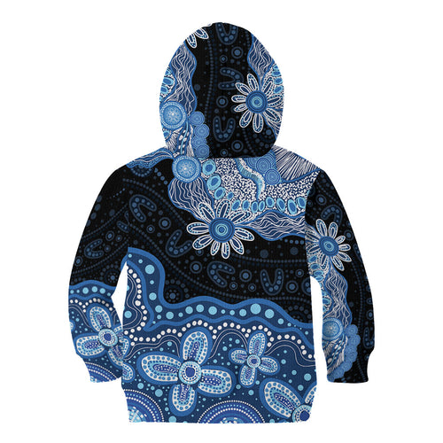 Prostate Cancer Awareness Aussie Indigenous Kid Hoodie Blue Ribbon Aboriginal Arts