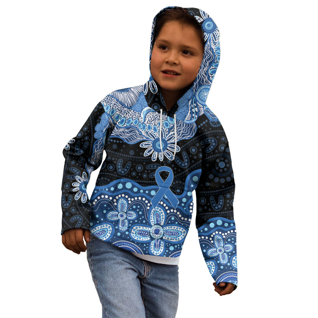 Prostate Cancer Awareness Aussie Indigenous Kid Hoodie Blue Ribbon Aboriginal Arts