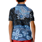 Prostate Cancer Awareness Aussie Indigenous Kid Polo Shirt Blue Ribbon Aboriginal Arts