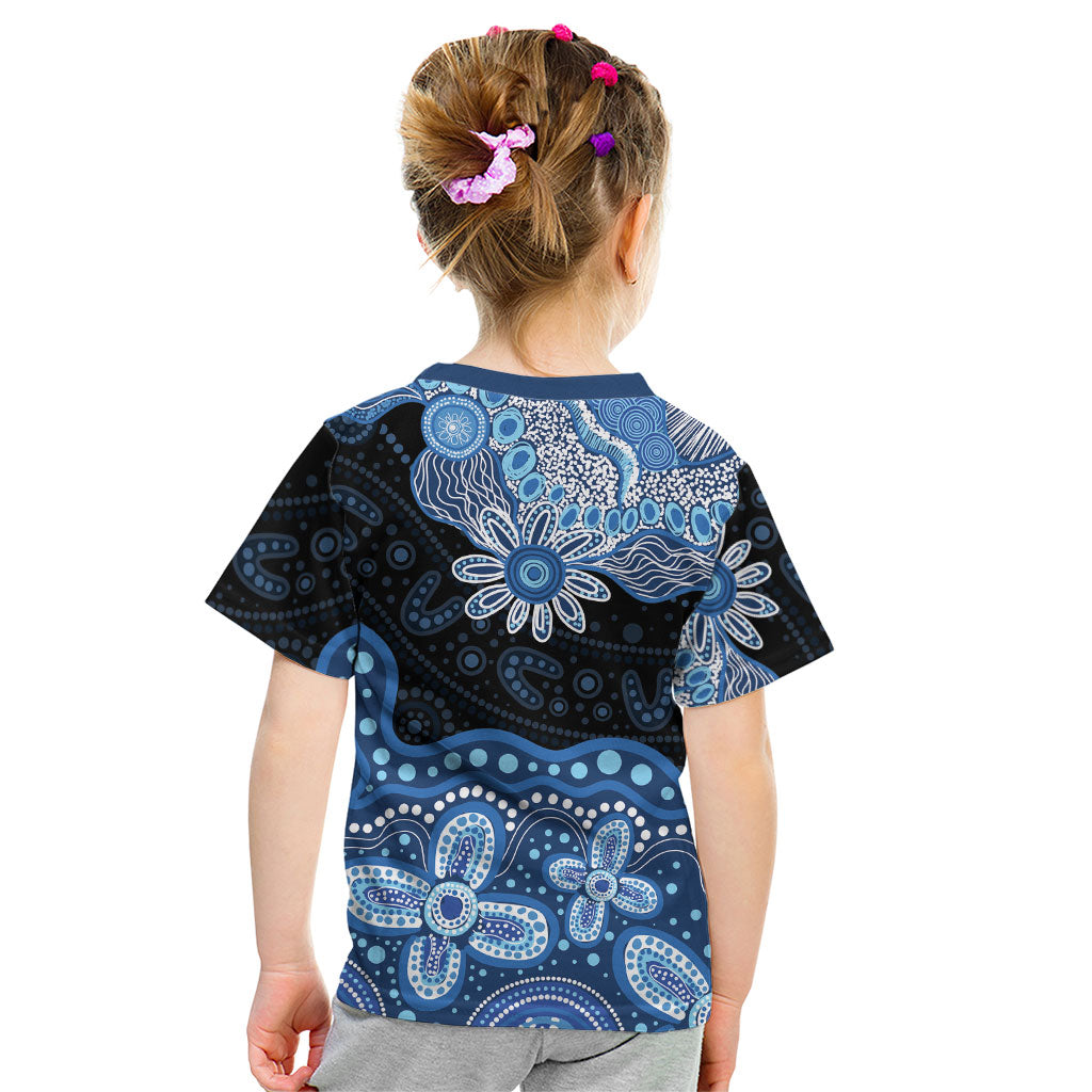 Prostate Cancer Awareness Aussie Indigenous Kid T Shirt Blue Ribbon Aboriginal Arts