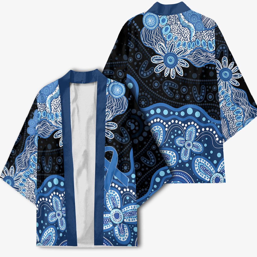 Prostate Cancer Awareness Aussie Indigenous Kimono Blue Ribbon Aboriginal Arts