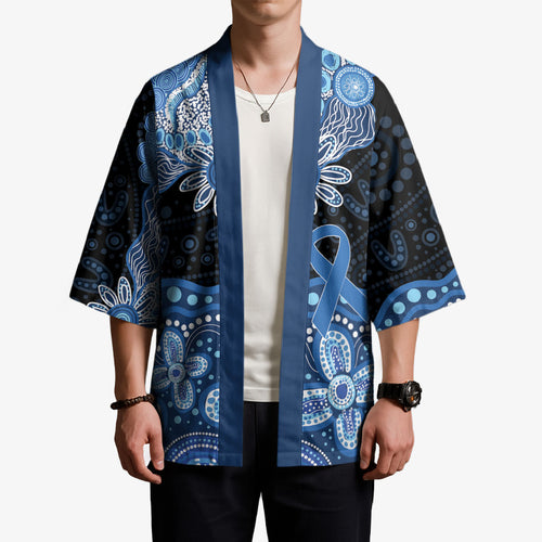 Prostate Cancer Awareness Aussie Indigenous Kimono Blue Ribbon Aboriginal Arts