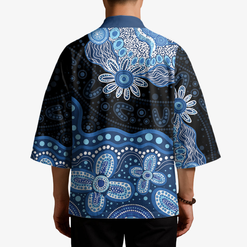 Prostate Cancer Awareness Aussie Indigenous Kimono Blue Ribbon Aboriginal Arts