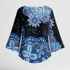 Prostate Cancer Awareness Aussie Indigenous Kimono Sleeve Blouse Blue Ribbon Aboriginal Arts