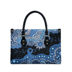 Prostate Cancer Awareness Aussie Indigenous Leather Bag Blue Ribbon Aboriginal Arts