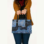 Prostate Cancer Awareness Aussie Indigenous Leather Bag Blue Ribbon Aboriginal Arts