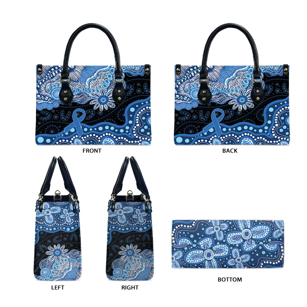 Prostate Cancer Awareness Aussie Indigenous Leather Bag Blue Ribbon Aboriginal Arts