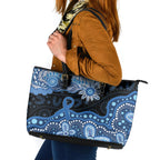 Prostate Cancer Awareness Aussie Indigenous Leather Tote Bag Blue Ribbon Aboriginal Arts