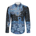 Prostate Cancer Awareness Aussie Indigenous Long Sleeve Button Shirt Blue Ribbon Aboriginal Arts