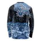 Prostate Cancer Awareness Aussie Indigenous Long Sleeve Shirt Blue Ribbon Aboriginal Arts