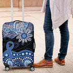 Prostate Cancer Awareness Aussie Indigenous Luggage Cover Blue Ribbon Aboriginal Arts