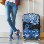 Prostate Cancer Awareness Aussie Indigenous Luggage Cover Blue Ribbon Aboriginal Arts