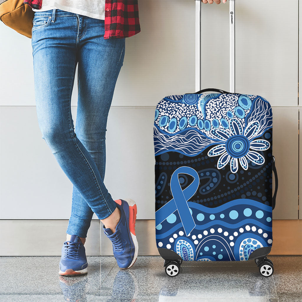 Prostate Cancer Awareness Aussie Indigenous Luggage Cover Blue Ribbon Aboriginal Arts