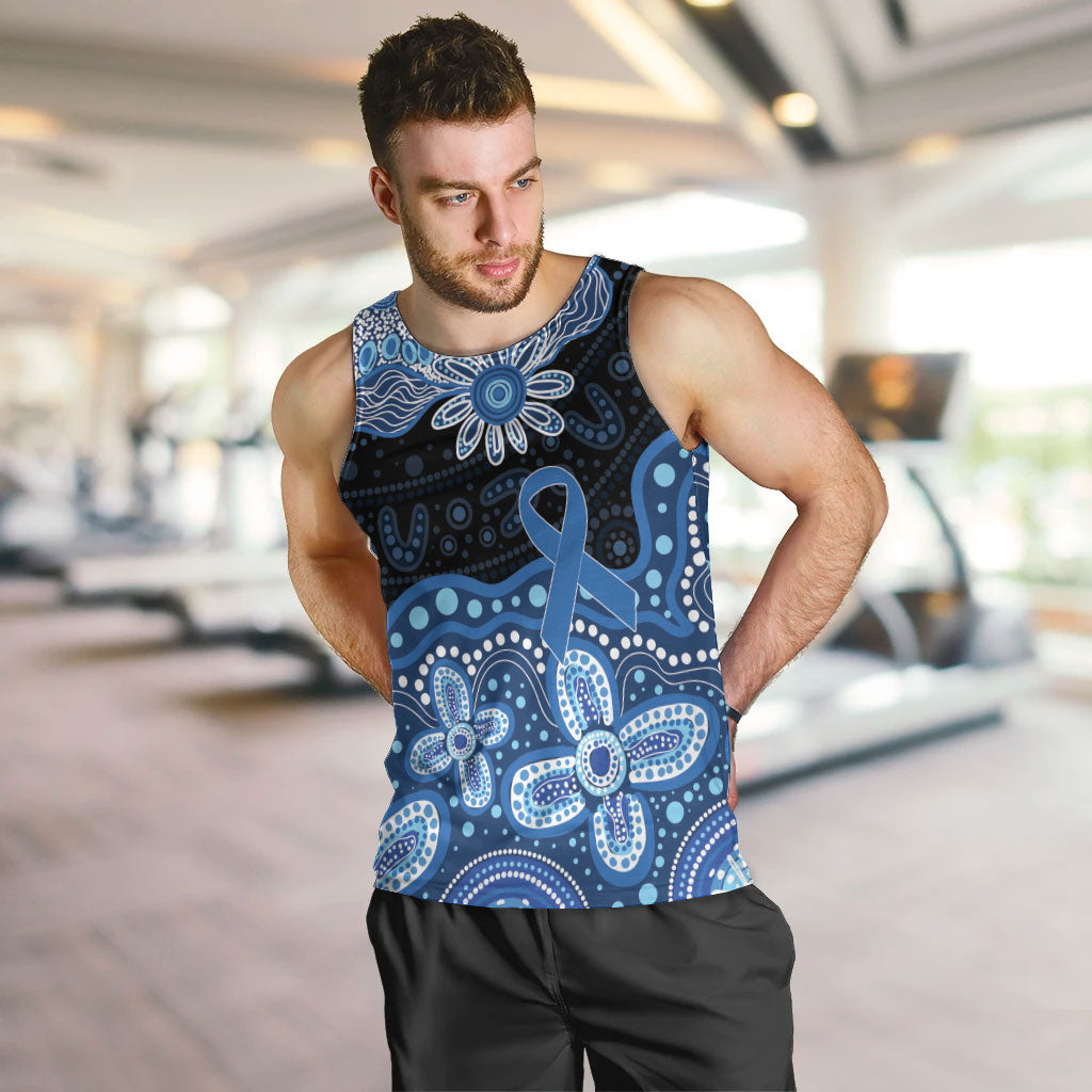 Prostate Cancer Awareness Aussie Indigenous Men Tank Top Blue Ribbon Aboriginal Arts