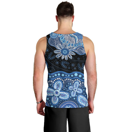 Prostate Cancer Awareness Aussie Indigenous Men Tank Top Blue Ribbon Aboriginal Arts