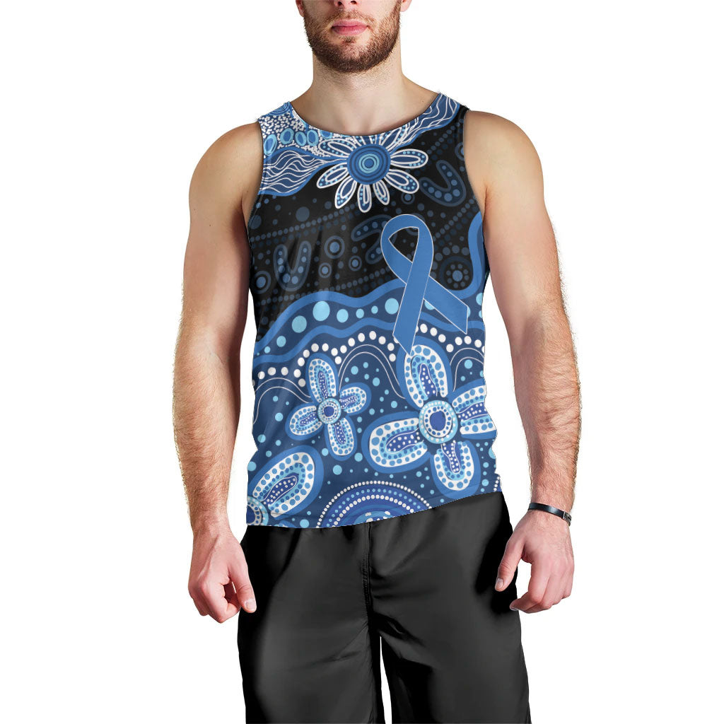 Prostate Cancer Awareness Aussie Indigenous Men Tank Top Blue Ribbon Aboriginal Arts