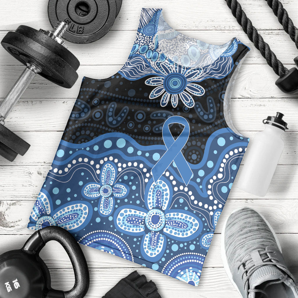Prostate Cancer Awareness Aussie Indigenous Men Tank Top Blue Ribbon Aboriginal Arts