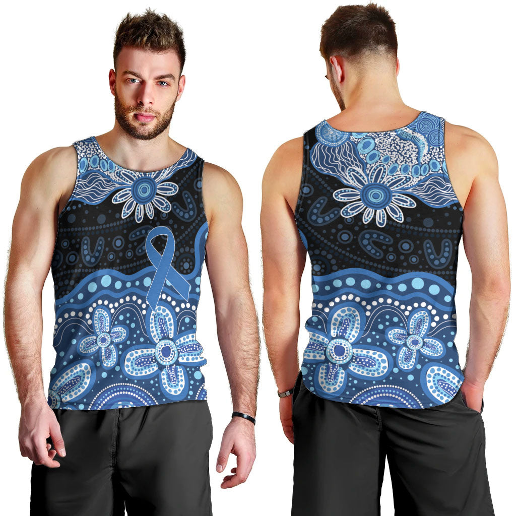 Prostate Cancer Awareness Aussie Indigenous Men Tank Top Blue Ribbon Aboriginal Arts