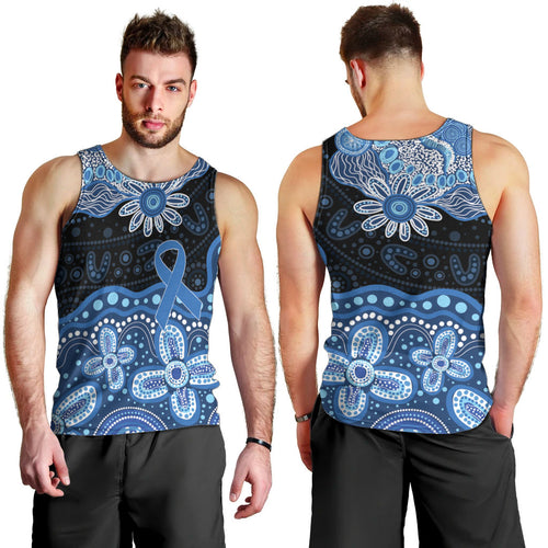 Prostate Cancer Awareness Aussie Indigenous Men Tank Top Blue Ribbon Aboriginal Arts