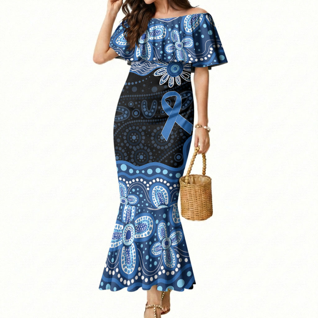 Prostate Cancer Awareness Aussie Indigenous Mermaid Dress Blue Ribbon Aboriginal Arts