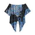 Prostate Cancer Awareness Aussie Indigenous Off Shoulder Wrap Waist Top Blue Ribbon Aboriginal Arts