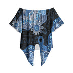 Prostate Cancer Awareness Aussie Indigenous Off Shoulder Wrap Waist Top Blue Ribbon Aboriginal Arts