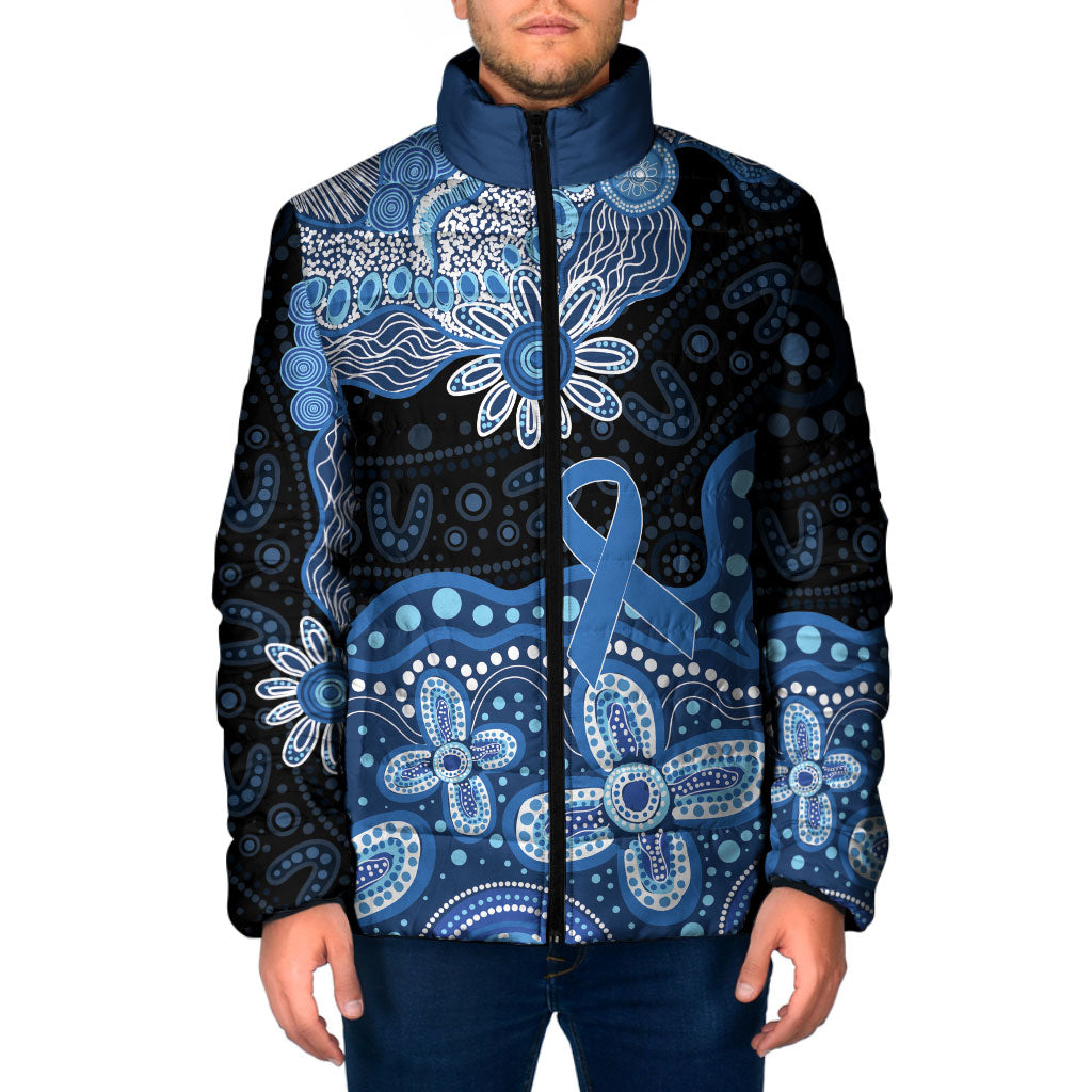 Prostate Cancer Awareness Aussie Indigenous Padded Jacket Blue Ribbon Aboriginal Arts