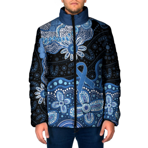 Prostate Cancer Awareness Aussie Indigenous Padded Jacket Blue Ribbon Aboriginal Arts