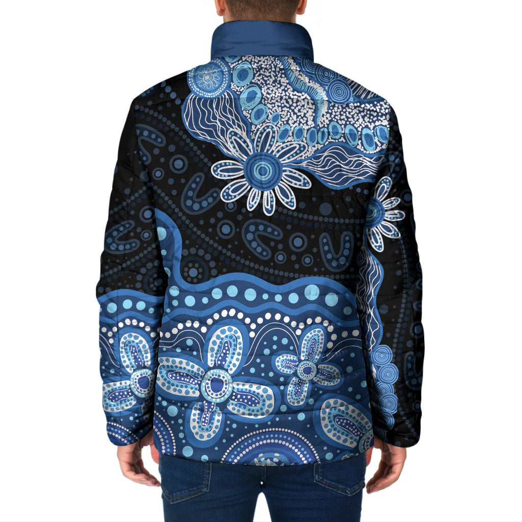 Prostate Cancer Awareness Aussie Indigenous Padded Jacket Blue Ribbon Aboriginal Arts