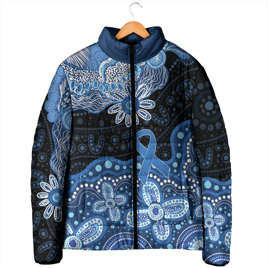 Prostate Cancer Awareness Aussie Indigenous Padded Jacket Blue Ribbon Aboriginal Arts