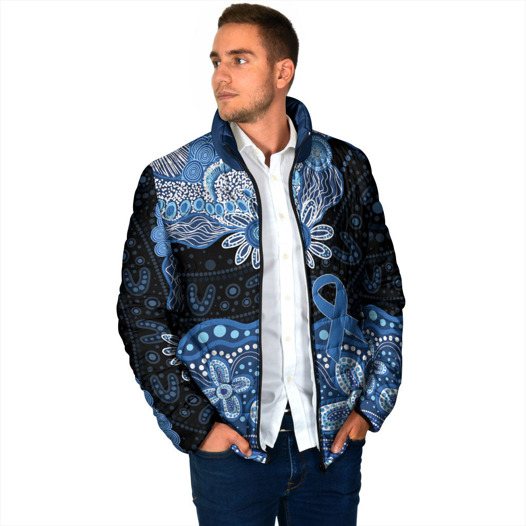 Prostate Cancer Awareness Aussie Indigenous Padded Jacket Blue Ribbon Aboriginal Arts