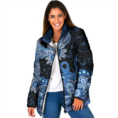 Prostate Cancer Awareness Aussie Indigenous Padded Jacket Blue Ribbon Aboriginal Arts