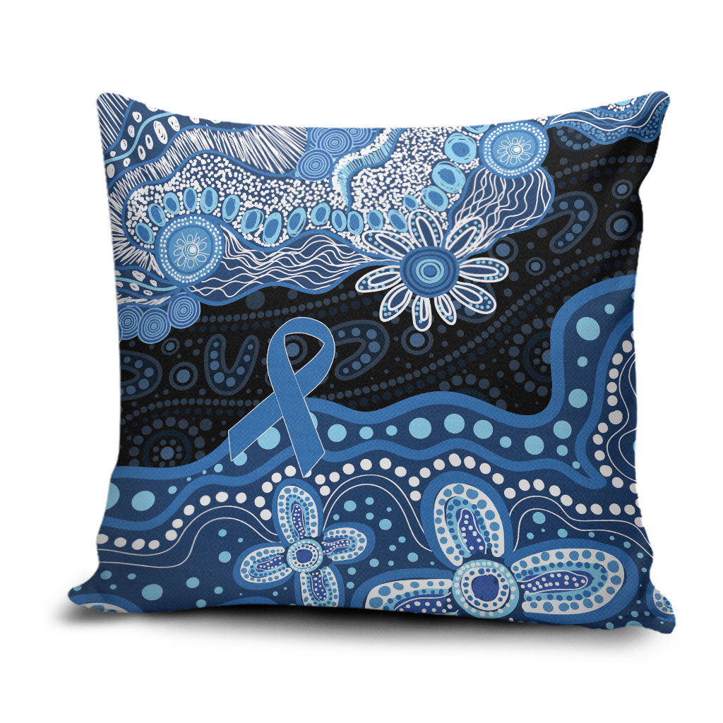 Prostate Cancer Awareness Aussie Indigenous Pillow Cover Blue Ribbon Aboriginal Arts