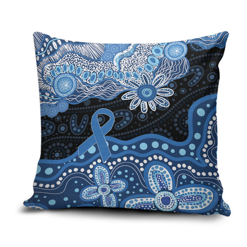Prostate Cancer Awareness Aussie Indigenous Pillow Cover Blue Ribbon Aboriginal Arts