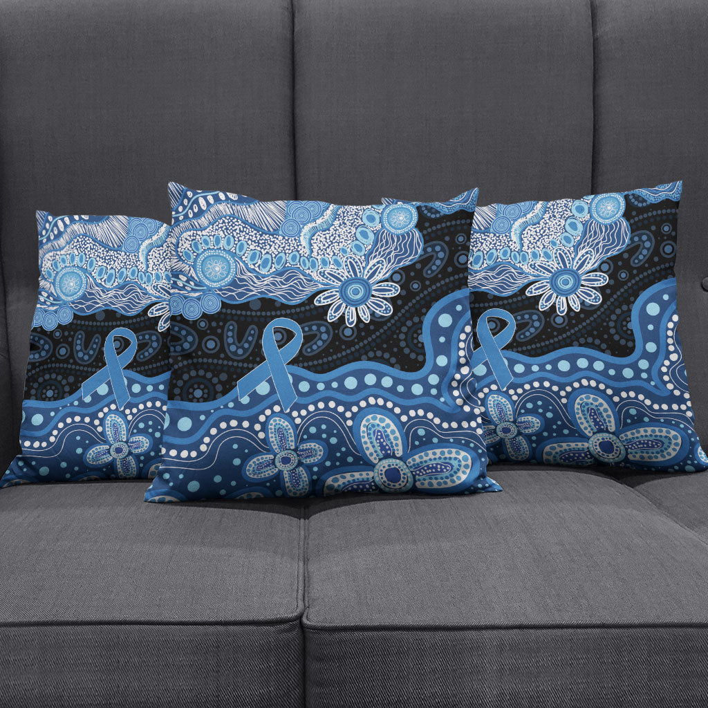 Prostate Cancer Awareness Aussie Indigenous Pillow Cover Blue Ribbon Aboriginal Arts