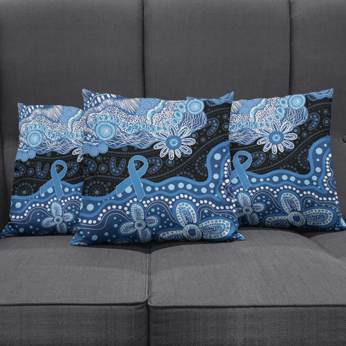Prostate Cancer Awareness Aussie Indigenous Pillow Cover Blue Ribbon Aboriginal Arts