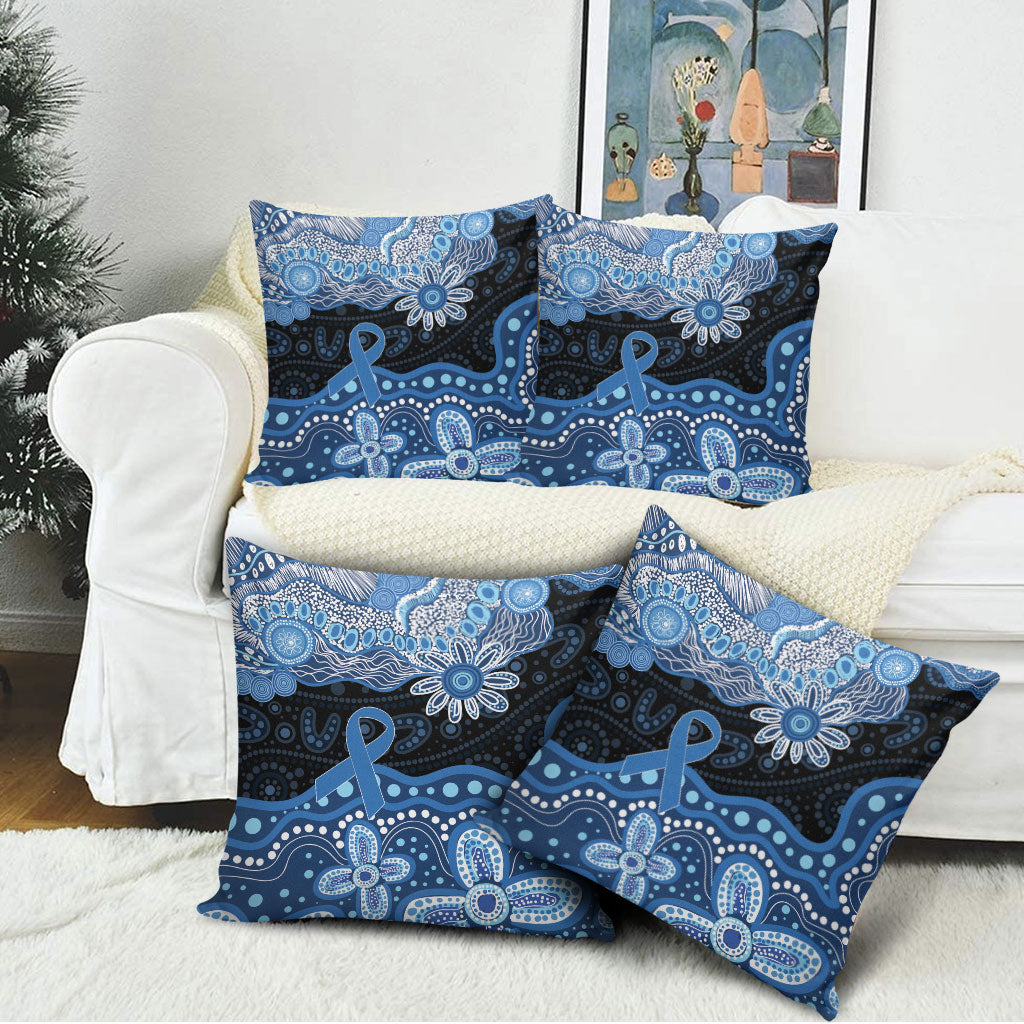 Prostate Cancer Awareness Aussie Indigenous Pillow Cover Blue Ribbon Aboriginal Arts